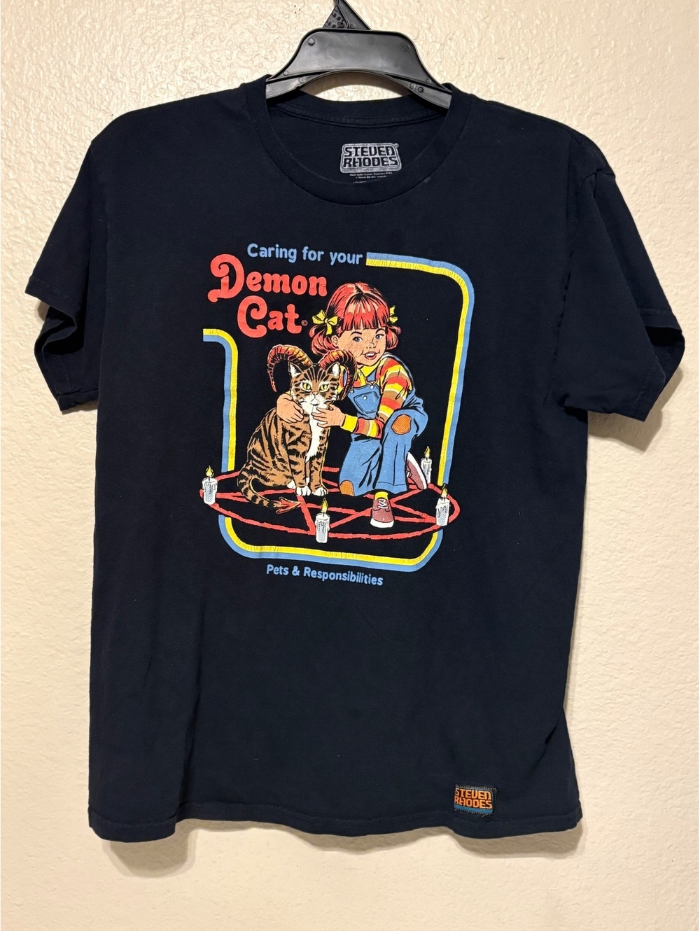 Steven Rhodes Caring for Your Demon Cat Graphic T-Shirt